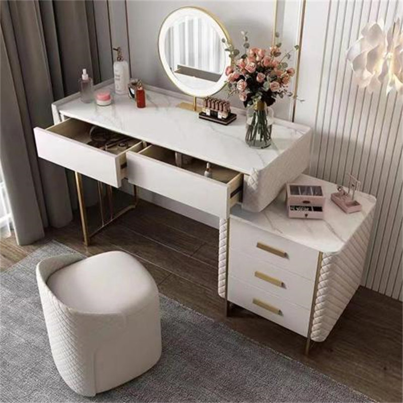 Ensemble coiffeuse Dekyra avec tabouret et miroir