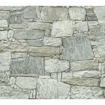 Rouleau de papier peint adhésif L 20 pi x l 27 po Chateau Stone