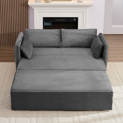 Canapé-lit moderne convertible en molleton convertible 2-en-1, gris