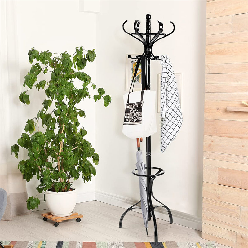 Bellview Solid Wood Freestanding Coat Rack, Black