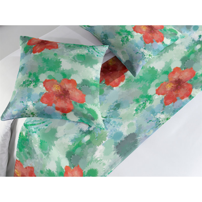 Ensemble de chemin de lit Ambesonne Tropical Hibiscus Aquarelle, Très grand lit