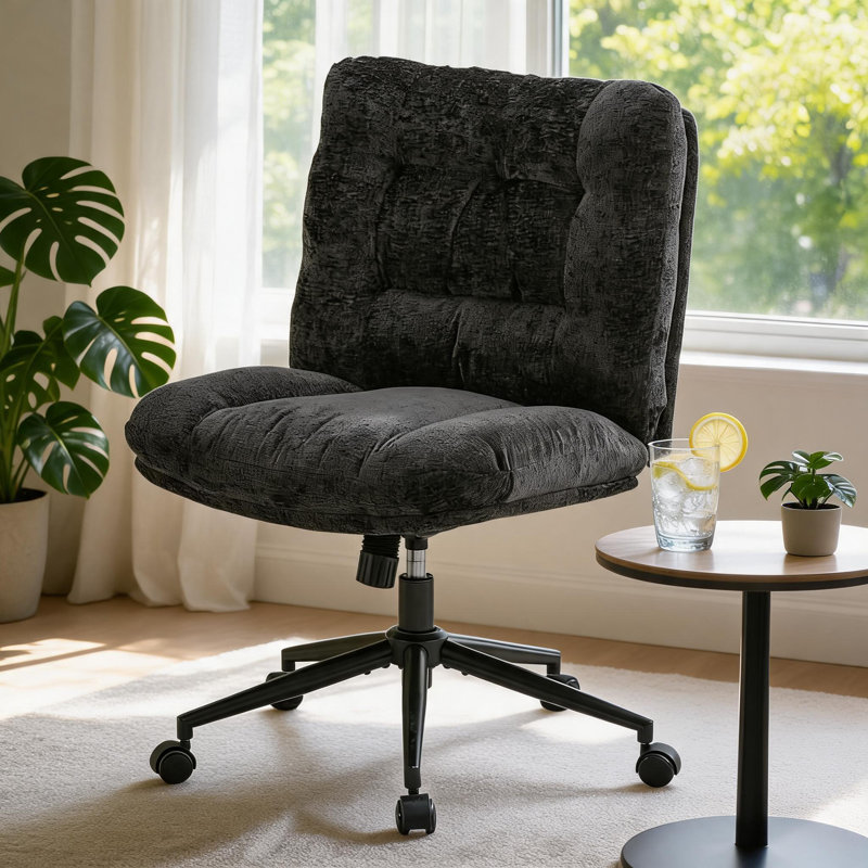 Upholstered Chenille Swivel Accent Chair, Dark Gray