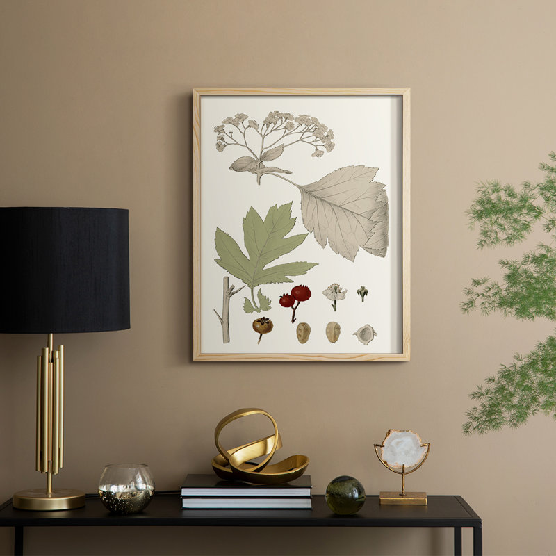 Feuilles et baies II, reproduction encadrée - bois massif, Naturel, H 11 po x l 9 po