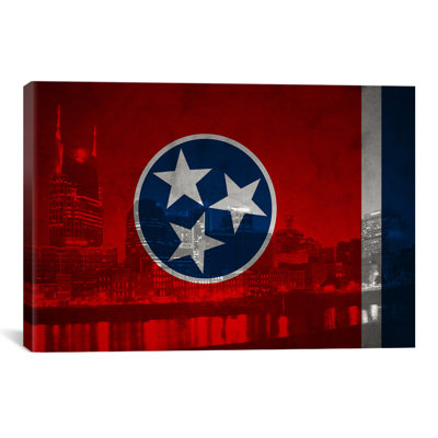 "flags tennessee city horizon" , impression sur toile tendue