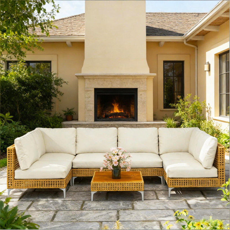 Ensemble de conversation pour l'extérieur, ensemble modulaire pour l'extérieur, ensemble de mobilier de patio en osier 7 pièces