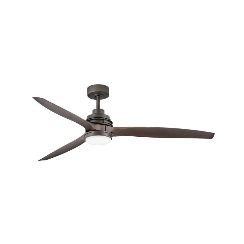 Artiste 3 - Blade Outdoor LED Propeller Ceiling Fan with Wall Control and Light Kit Included, Metallic Matte Bronze, 60" Wide