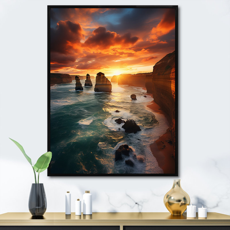 Australie, douze apôtres majestueux I - impression, Cadre flottant noir, 40" H x 30" W