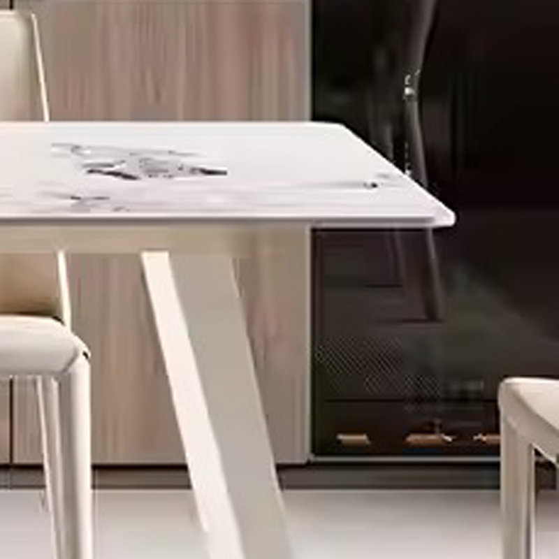 Modern simple rectangular dining table and chair, White