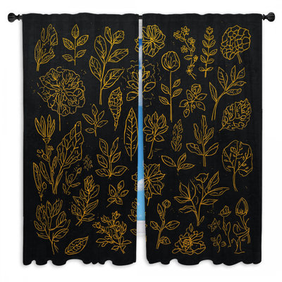 Rideaux de fenêtre Golden Botanical Illustration