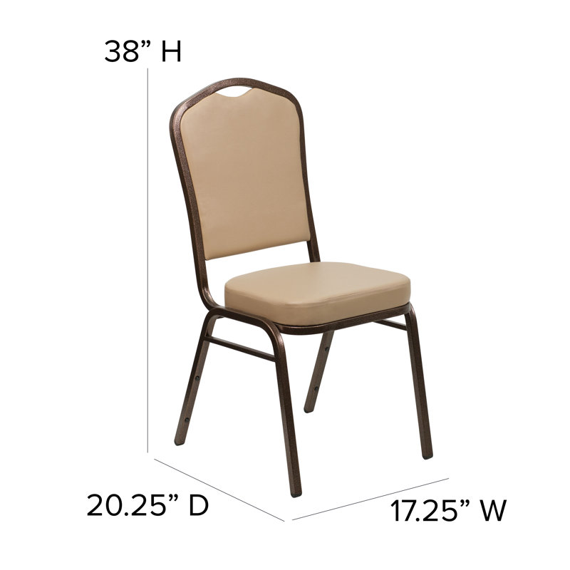 Chaise de banquet empilable Oliverson, Structure veinée cuivre, Vinyle brun clair, 4