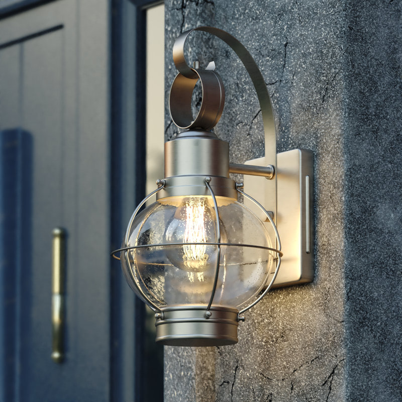 Chelston 1-Light Stainless Steel Dimmable Outdoor Wall Lantern, Brushed Nickel