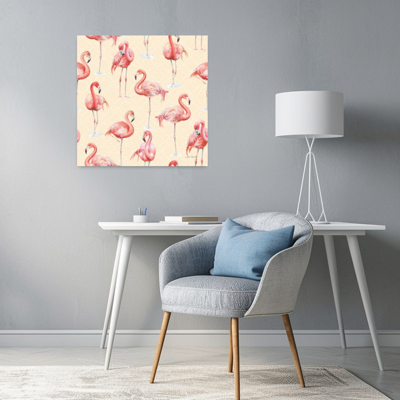 Motif gracieusement rose de flamant rose, art tropical, H 24 po x l 24 po