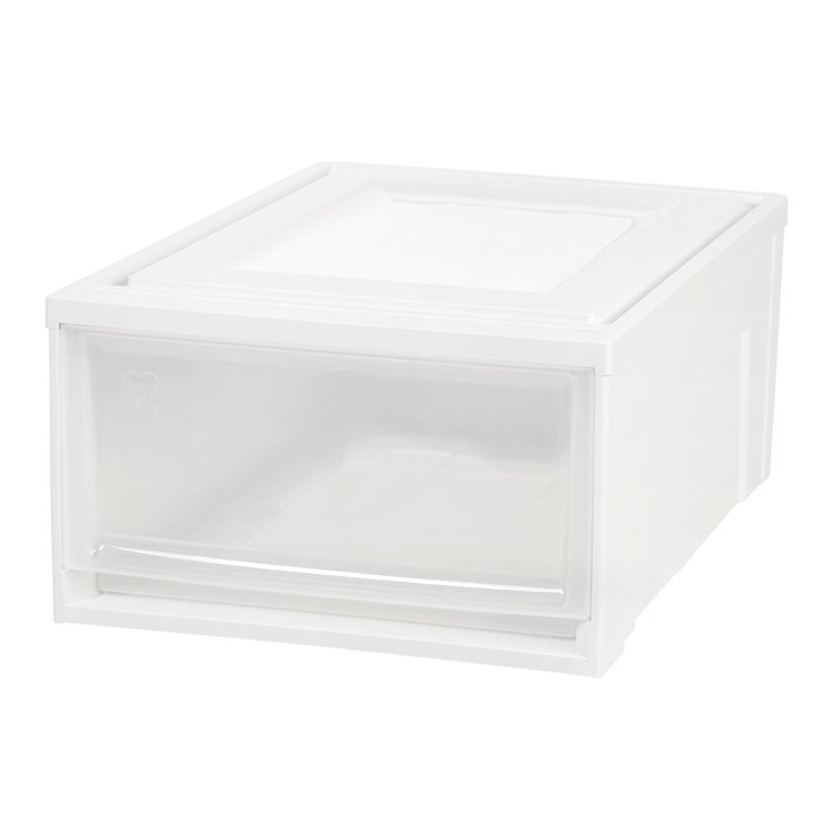 IRIS White Stackable Plastic Storage Drawer 7-in H x 15.75-in W x 19.63-in  D in the Storage Drawers department at