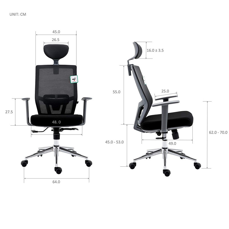Executive Chair with Headrest, Black