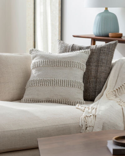 Fernan Striped Throw Pillow, Dark Gray, 18"H x 18"W, Polyester/Polyfill