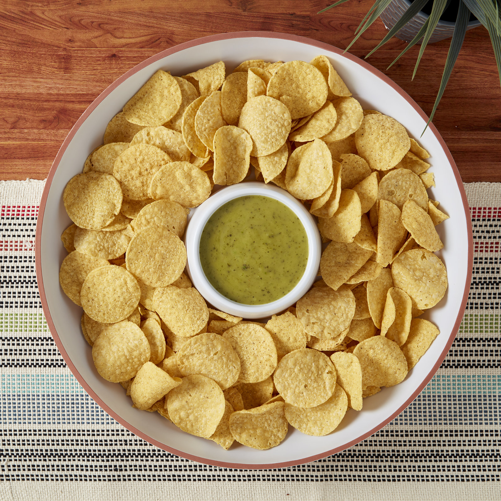 INFUSE Lebrillo Chips and Dip Platter, White/Orange