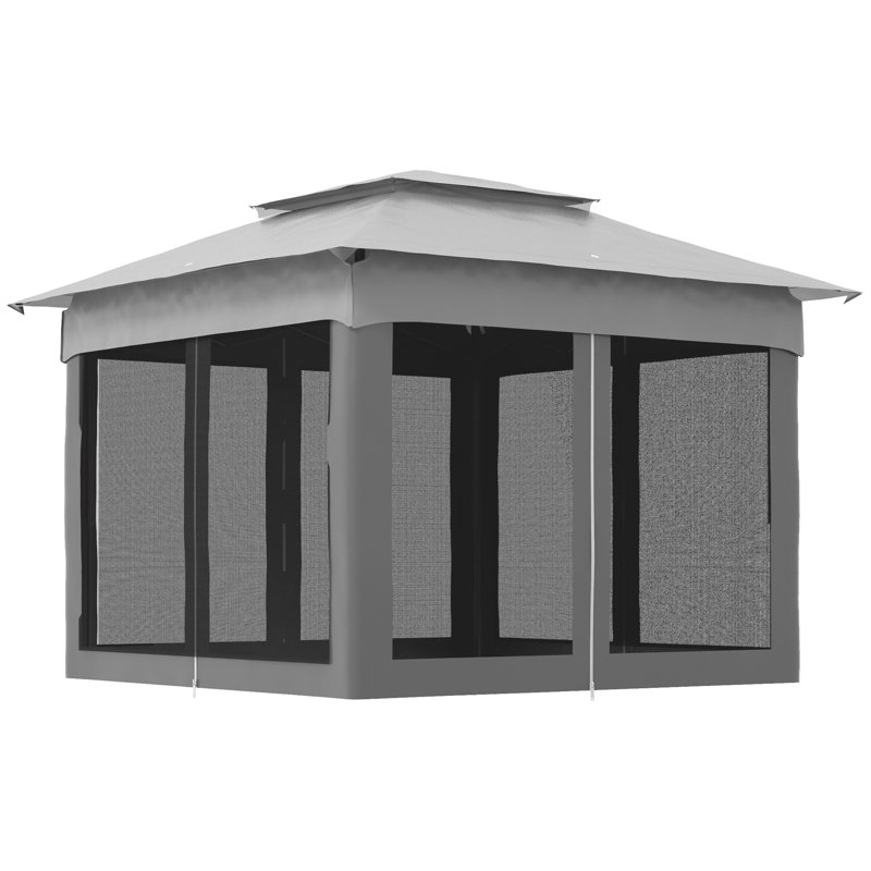 Quick-setup Metal Pop-up Shelter For Garden And Backyard Events