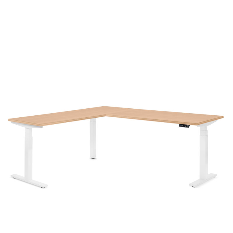 Bureau en coin Series L, LPL, H 50,5 po x l 77 po x P 72 po, Orienté à gauche (vu de face), Blanc / chêne naturel