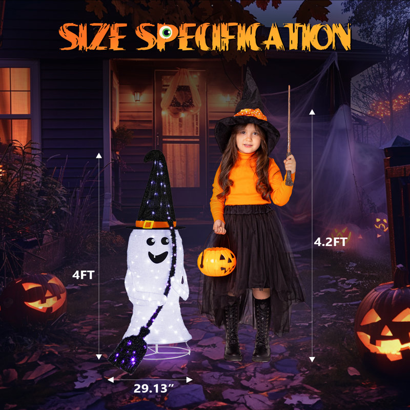 Décorations fantômes pliables d'Halloween 4 pi