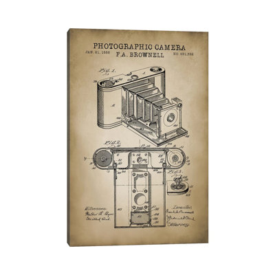 Brownell Camera, Beige - Wrapped Canvas Print