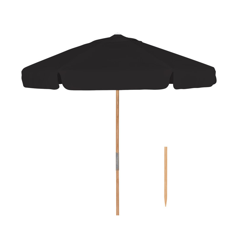 Prestige 84'' Beach Umbrella, Natural Ash, Black Sunbrella®