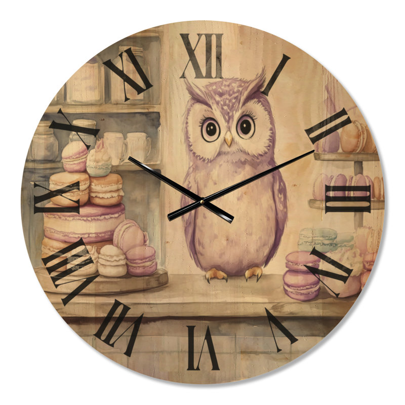 Comptoir Macaron Lavande - Horloge murale de cuisine en bois, Médium