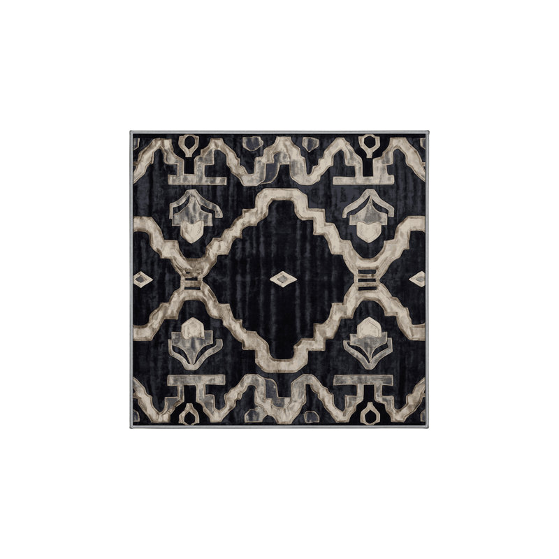 Machine Washable Gray Area Rug, Square 3'