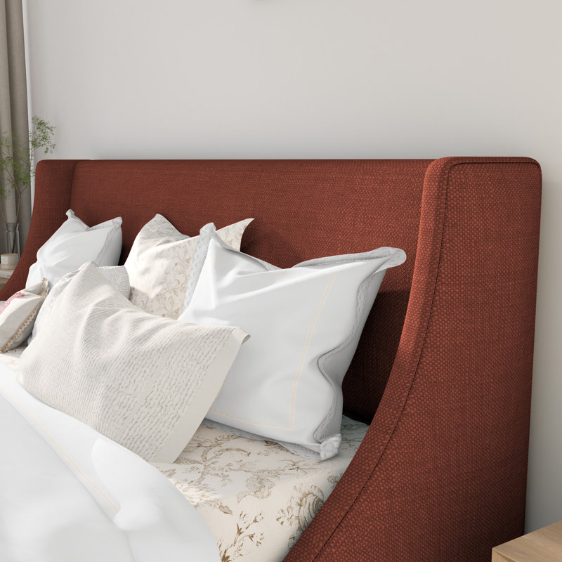 Nichaela Wingback Platform Bed, No Box Spring Needed, Full/Double, Burnt Orange