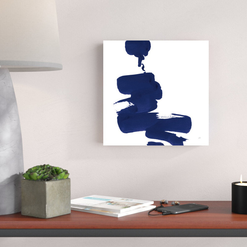 «Swash IV Indigo» par Chris Paschke - reproduction d'art sur toile tendue, H 12 po x l 12 po