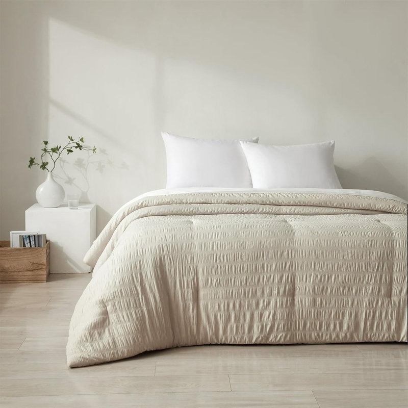 Stylehouse Ultra Soft Crinkle Comforter, Queen Comforter, Tan