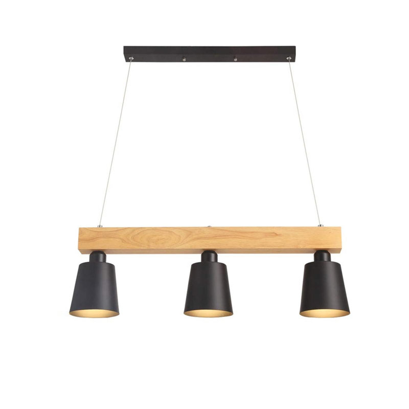 Pendant light dining table wooden hanging lamp 3 flames warm white vintage height adjustable dining table lamp hanging for dining room living room office bedroom kitchen boho- E27 MAX.25W, 70x14x23CM