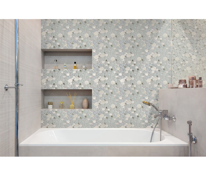 11.6"X11.6" Sparkly Glass And Stone Mosaic Tile
