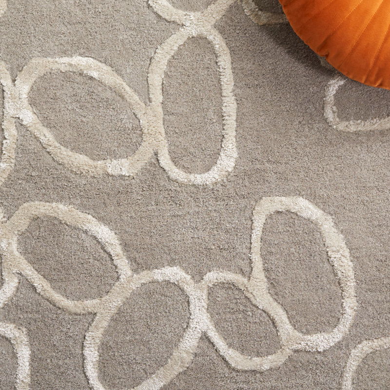 Tapis gris en laine / coton / viscose touffeté à la main Claudian, Carré 6 pi