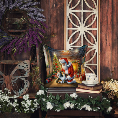 Coussin Sheltie and Santa Claus