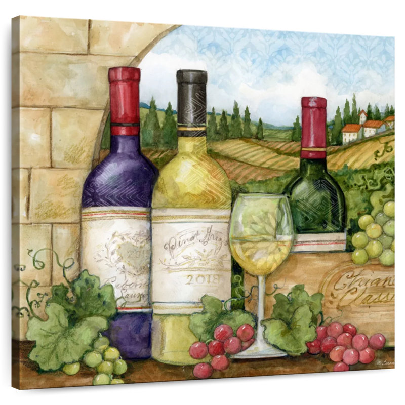 Yarlin Wine Bottles And Vineyard, 10" H x 10" W