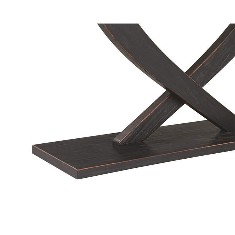  Console contemporaine en bois d'acacia gris anthracite noir, 29.25" H x 57" W x 14.5" D, Black