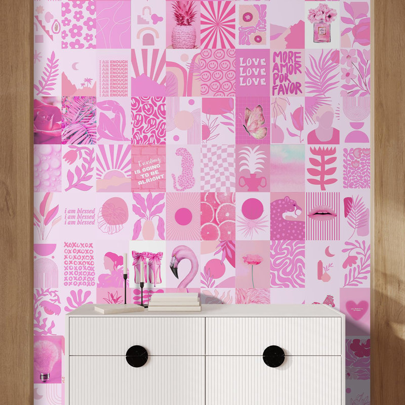 Papier peint à motif géométrique Mid-Century, L 108 po x l 48 po