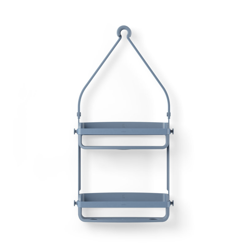 Flex Hanging Shower Caddy with 2 Shelves, Bathtub Shelf and Bathroom Organizer, Slate Blue