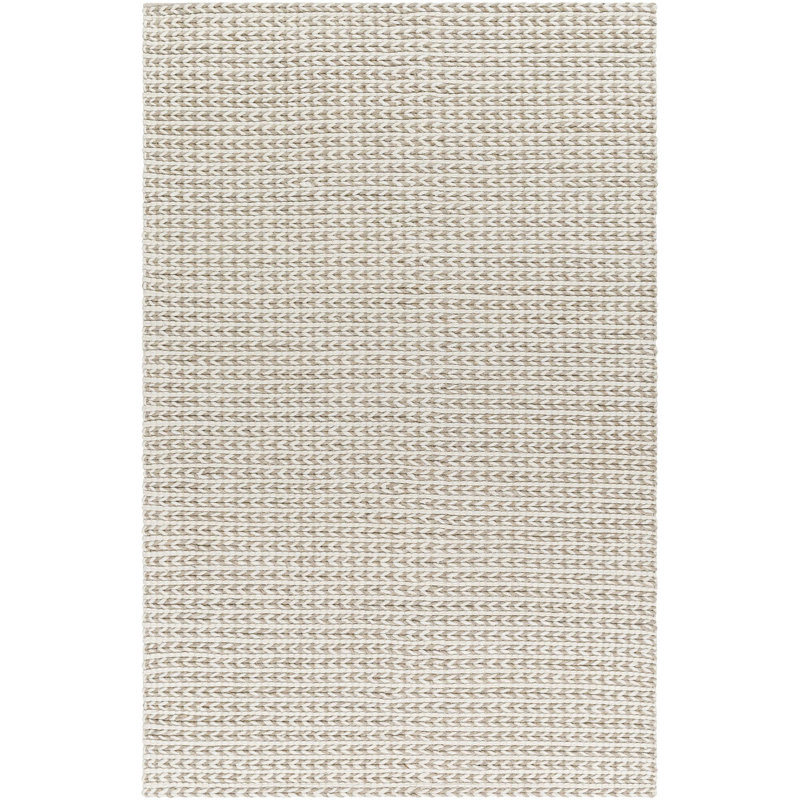 Tapis en laine et polyester tissé à plat à la main Auria en argent clair / étain, Rectangle 9 pi x 12 pi
