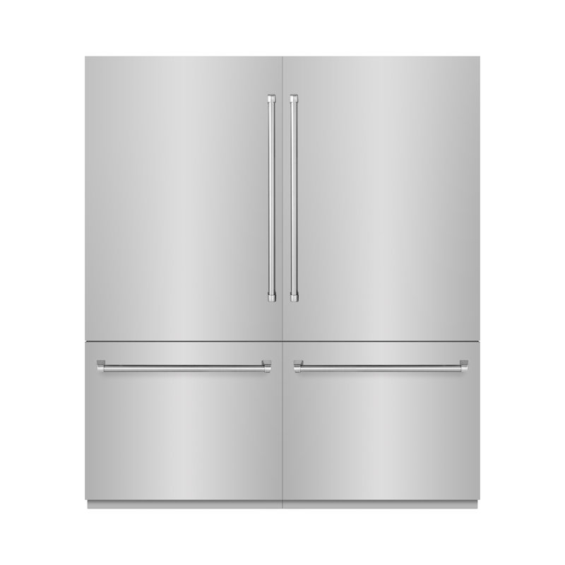 ZLINE 72 in. Built-In Refrigerator in Black Stainless Steel w/ Graphite Gray Interior, Stainless Steel/Graphite Gray