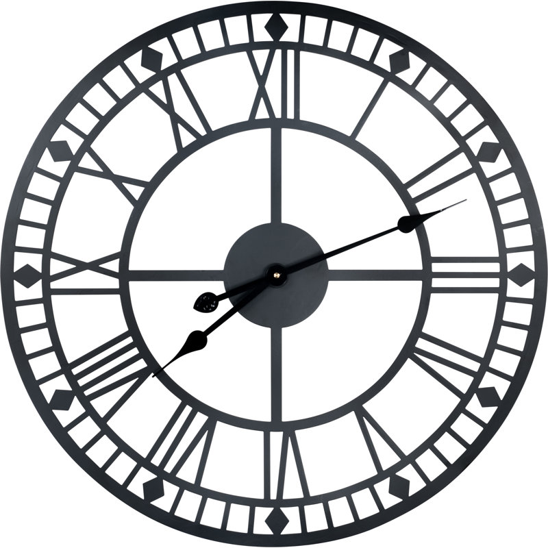St Helens Home and Garden Black Open Face Design Wall Clock Non Ticking - 600mm/24"