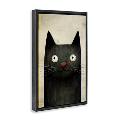 Chat souriant souriant, toile flottante brune encadrée par Roozbeh Bahramali