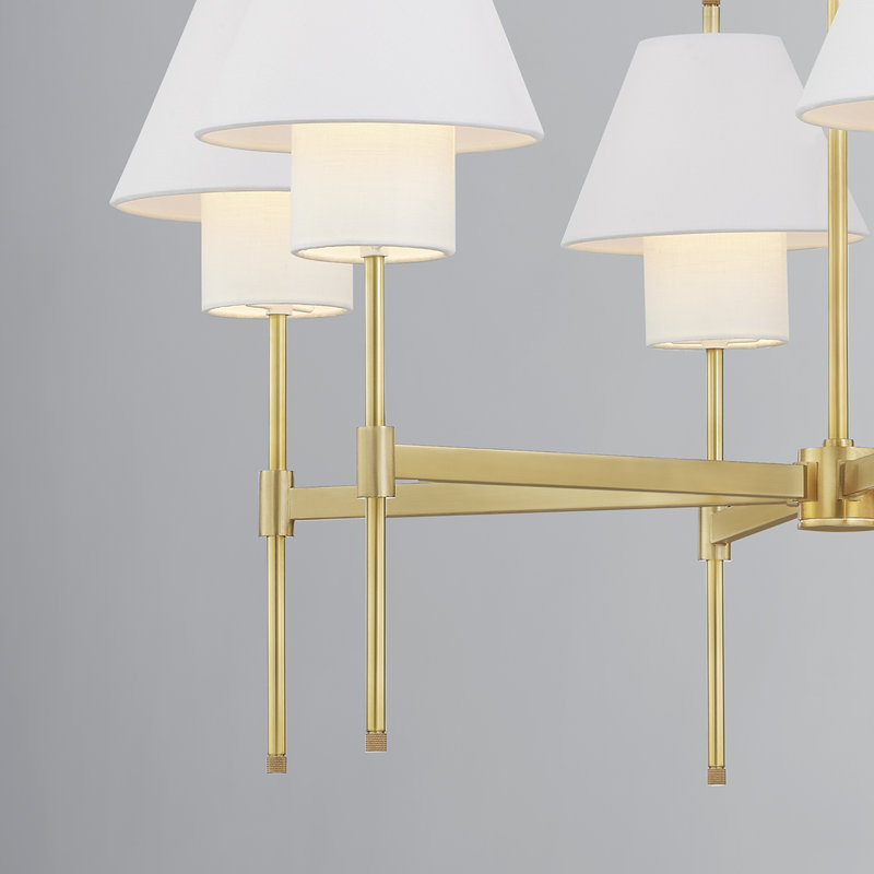 GLENMOORE 6 LIGHT CHANDELIER, Aged Brass