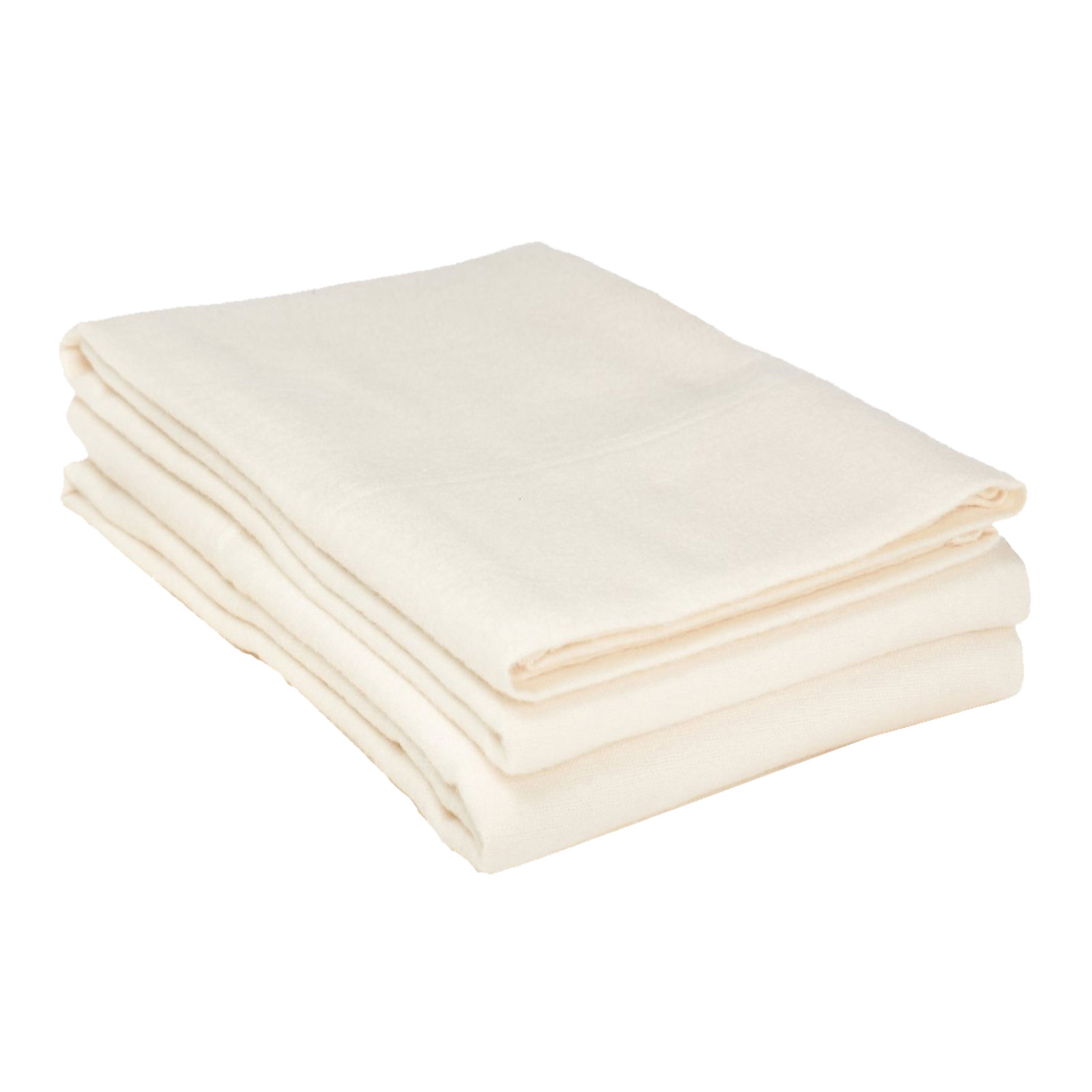 All-Season Breathable 100% Cotton Flannel Pillowcase Set, Ivory, Standard