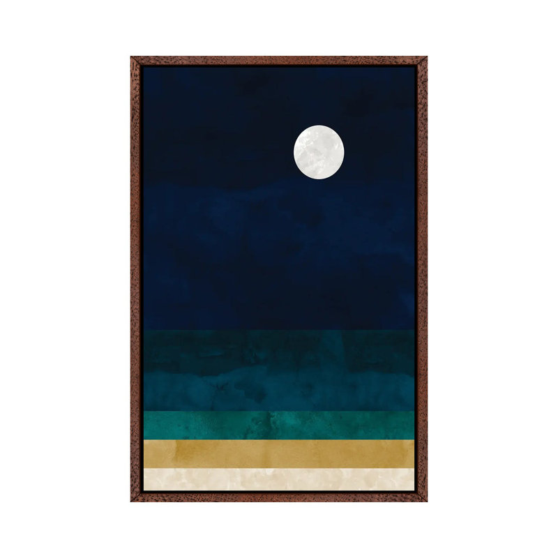 Abstract Seascape 1 Piece Wall Art on Canvas, 152.5 cm H x 101.5 cm W, Classic Brown Wood Framed