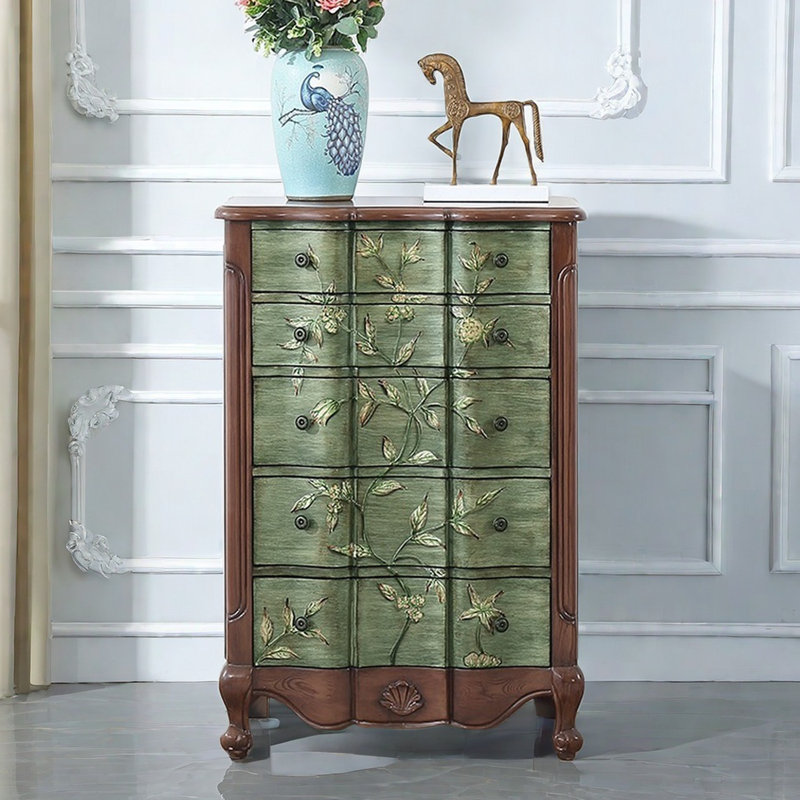 5-Drawer Hand-Painted Entryway Accent Chest