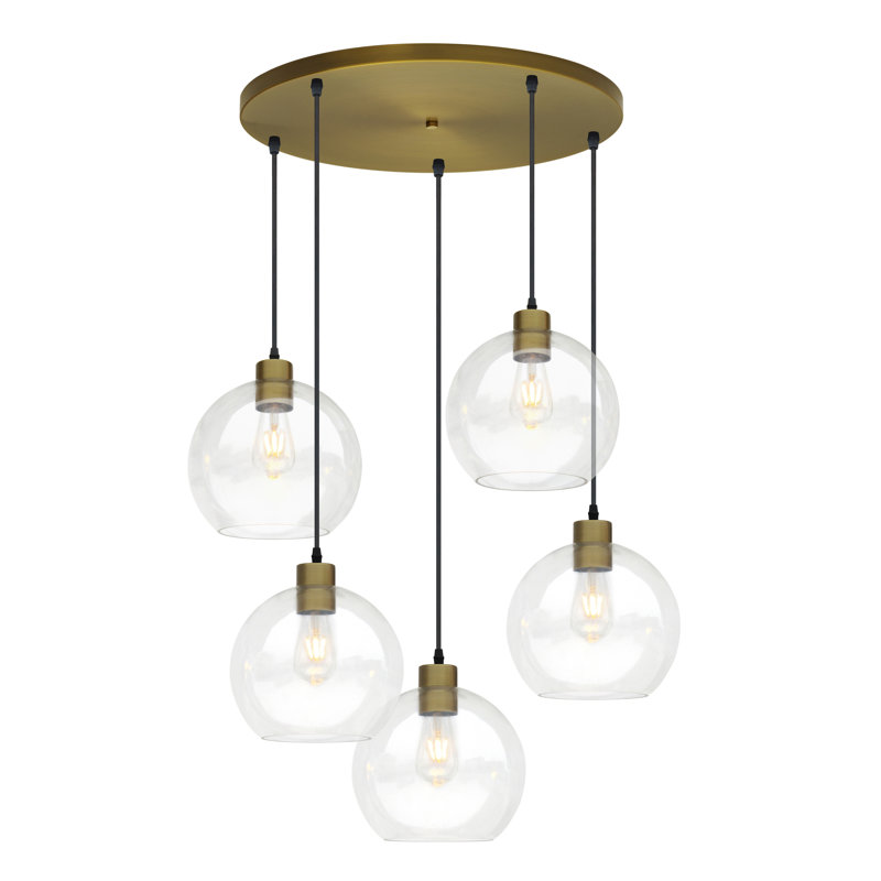 Luminaire suspendu rond 5 lumières Natural Gold, Doré, 5 lumières