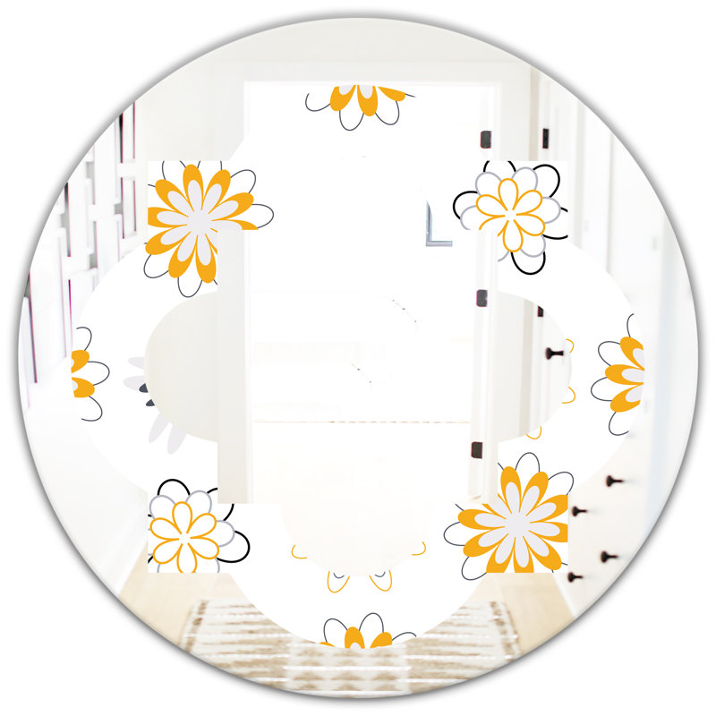 Miroir mural sans cadre à motif floral, 23,6 po x 23,6 po