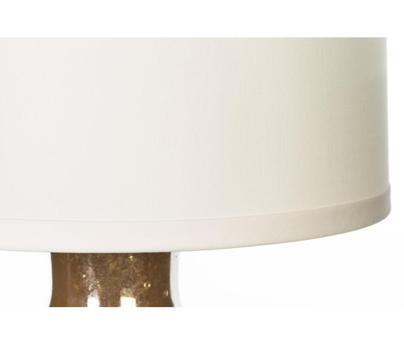 Bronze Ceramic Table Lamp with Cream Linen Shade and Clear Crystal Base