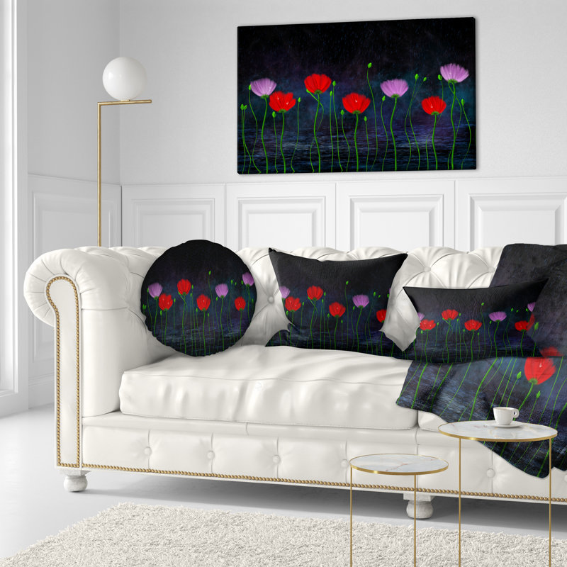 Coussin de pluie et de fleurs avec des greffons et des gouttes, 12 po x 20 po, Coussin lombaire